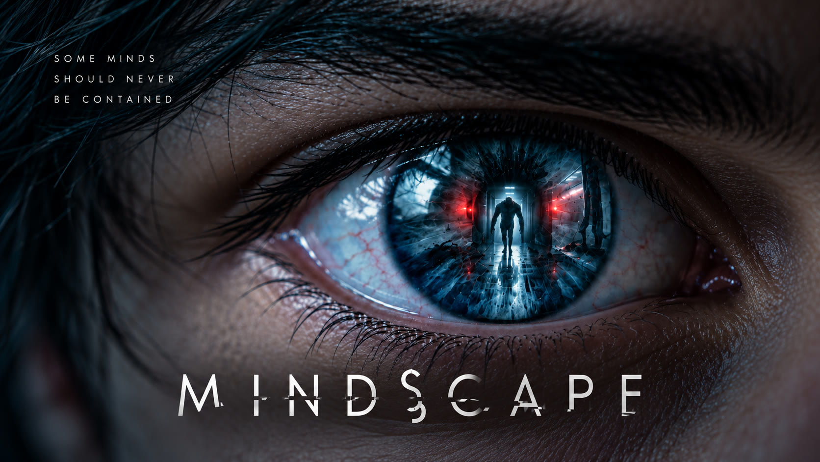 MindScape key art: a close-up of an eye with a creature silhouette reflected in the pupil